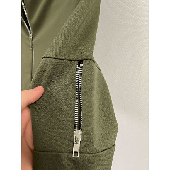 boohoo Women's Long Sleeve Zip up Casual Bomber Jacket Olive Green Size 4 - Picture 3 of 5